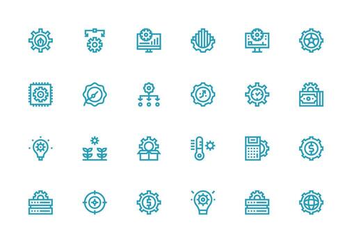24 Thick Line Line Vectors for Optimization Theme Basic Icon Series