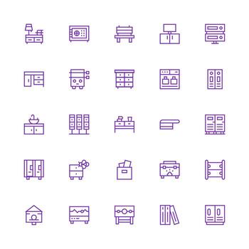 Medium Stroke Outline Icons from Cabinet Set with 25 Vectors Multi-Purpose Icon Pack for Templates