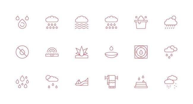 18 Icons for Wet in Minimal Line Format General Use Icon Pack vector