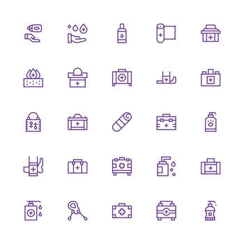 25 antiséptico íconos en medio carrera contorno estético mínimo icono conjunto para interfaz proyectos vector