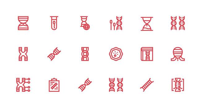 Genetics featuring 18 Icons in Strong Stroke Line Design Responsive Icon Set for Flexible Layouts vector