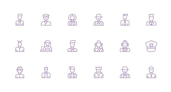 Authority Figure Visual Pack containing 18 Minimal Line Icons Interface Icon Collection vector