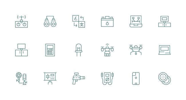 tecnología incluso 18 mínimo línea ilustraciones versátil icono colección para diseñadores vector