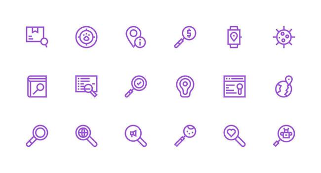 18 Find Icons in Strong Stroke Line Aesthetic Balanced Icon Set for Functional Design vector