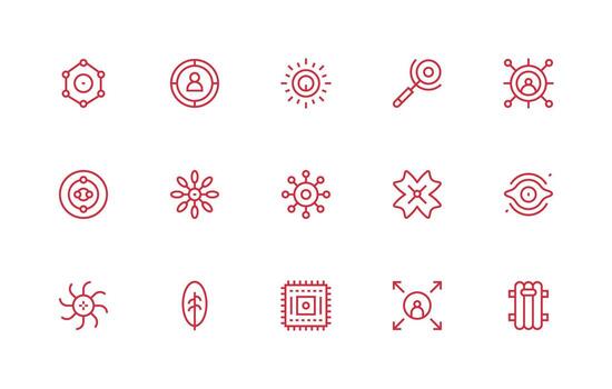 regular línea estilo central íconos con 15 vectores versátil icono colección para diseñadores