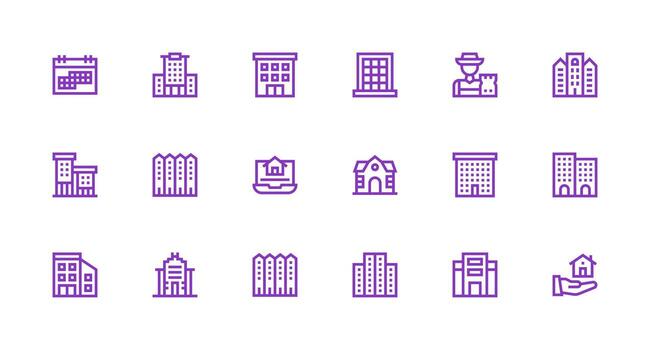 18 Strong Stroke Line Style Icons from Property Management Collection Quick Access Icons for UI Development vector