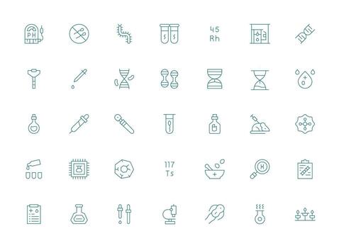 Light Line Style Laboratory Icons with 35 Vectors Basic Icon Series