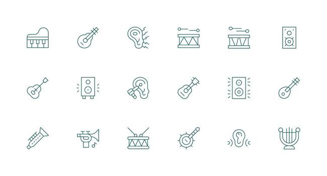 Minimal Line Style Acoustic Icons with 18 Vectors Interface Icon Collection for Daily Projects