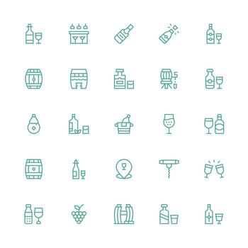 medio carrera contorno estilo vino íconos con 25 vectores mínimo icono conjunto para interfaz proyectos