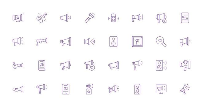 altoparlante diseño íconos presentando 32 en Delgado línea estilo limpiar icono colección para web utilizar vector