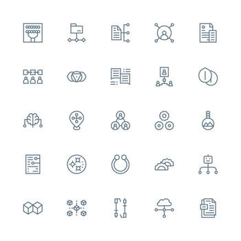 25 Medium Stroke Outline Style Icons from Linked Collection Essential Icon Collection vector