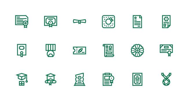 Strong Stroke Line Icons from Certificate Set with 18 Vectors Design Ready Icon Set for Teams