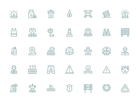 Light Line Style Hazard Icons with 35 Vectors Quick Access Icons for UI Development