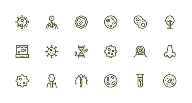Strong Stroke Line Icons from Organism Set with 18 Vectors Multi-Style Icon Collection
