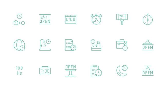 18 Minimal Line Style Icons from Hours Collection App Icon Pack vector
