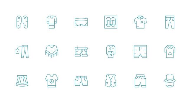 Casual Icon Set with 18 Minimal Line Graphics UI-Ready Icon Collection vector