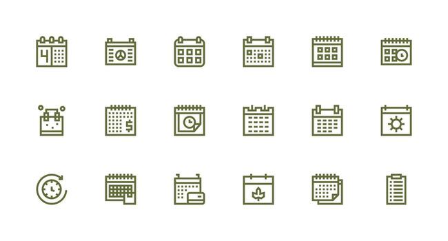 Yearly Icon Collection with 18 Strong Stroke Line Designs Fully Editable Icon Set for Web vector