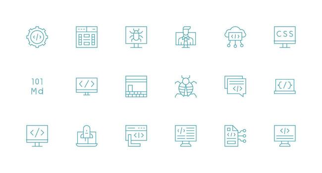 codificación conjunto con 18 mínimo línea íconos icono paquete vector