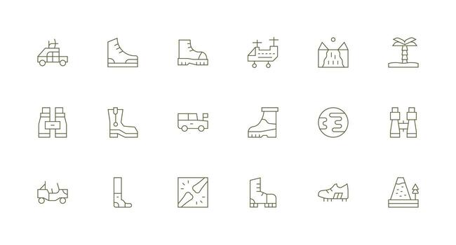 18 Minimal Line Icons for Terrain Graphics Line Icon Collection vector