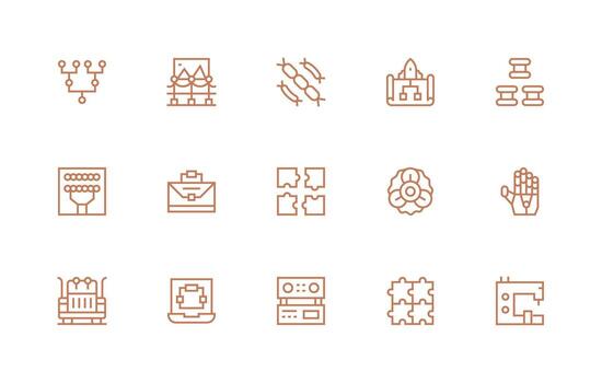 15 componentes íconos en regular línea estético moderno línea y glifo icono serie vector