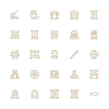 Ancient Set with 25 Medium Stroke Outline Icons Layout Icon Collection vector