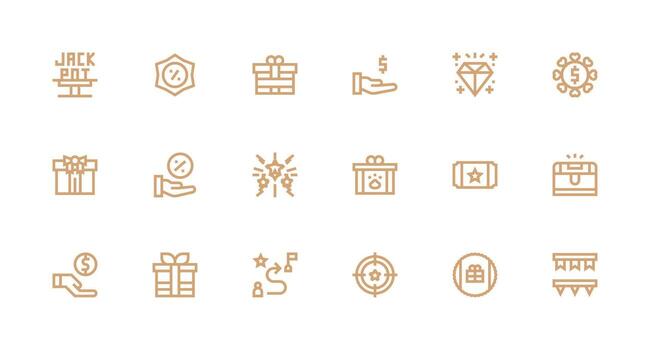 18 íconos para recompensa en fuerte carrera línea formato icono colección conjunto vector