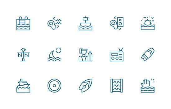 15 íconos para olas en regular línea formato neutral estilo íconos para ninguna proyecto vector