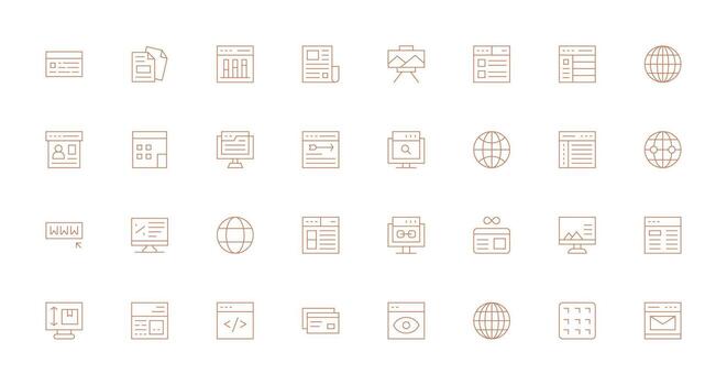Web Page featuring 32 Icons in Thin Line Design Simple Icon Pack vector