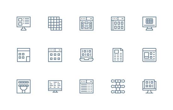 15 íconos para filas en regular línea formato mínimo icono paquete vector