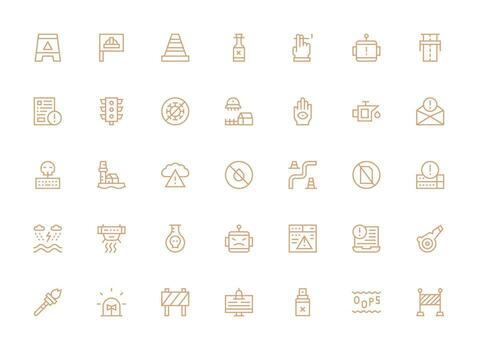 35 Regular Clean Line Icons for Warning Graphics Design Ready Icon Set for Teams vector