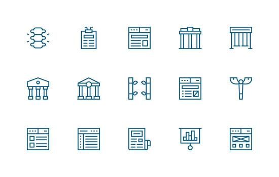 columna diseño íconos presentando 15 en regular línea estilo pulcramente diseñado íconos para web plataformas vector