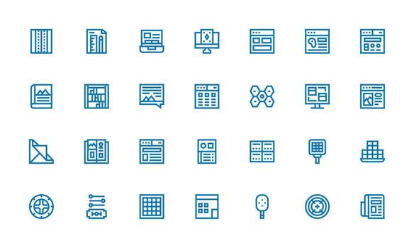 Bold Line Icons from Layout Set with 28 Vectors Functional Icon Series
