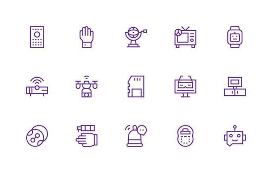 artilugio diseño íconos presentando 15 en regular línea estilo ligero icono serie para rápido prototipos vector