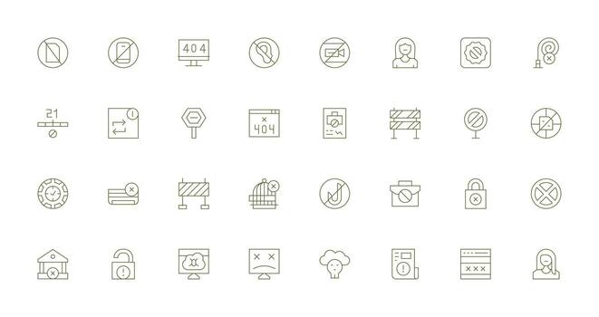 32 Access Denied Icons in Thin Line Aesthetic Well-Structured Icons for Creative Use vector
