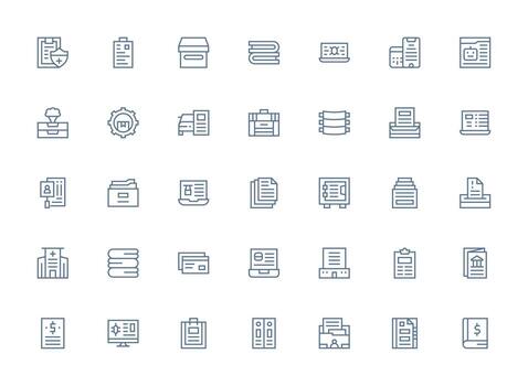 Regular Clean Line Icons from Records Set with 35 Vectors Standard Icon Pack