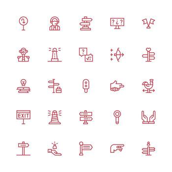 25 Medium Stroke Outline Style Icons from Guidance Collection User Interface Icons for Digital Products vector