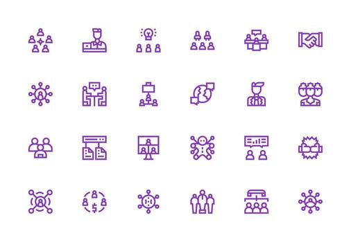 24 Icons for Collaboration in Thick Line Line Format Interface Icons for Daily Use vector