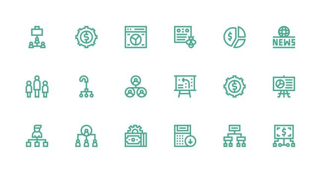 18 fuerte carrera línea íconos para informes gráficos web y aplicación icono paquete colección vector