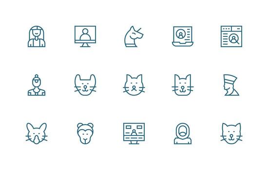 perfil ver visual paquete conteniendo 15 regular línea íconos optimizado icono paquete para digital productos vector