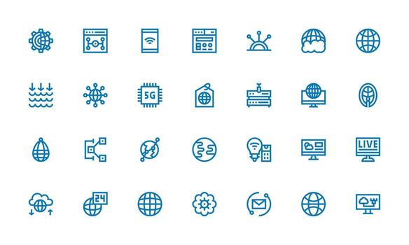 negrita línea estilo Internet íconos con 28 vectores sensible icono conjunto para flexible diseños