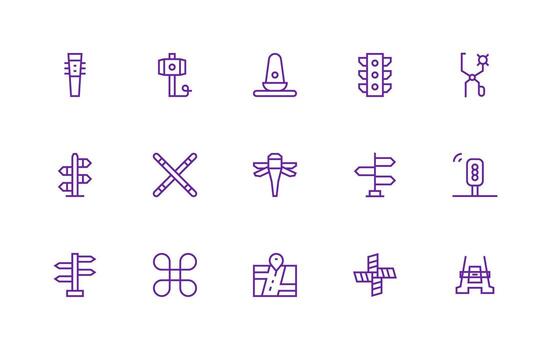 15 Regular Line Icons for Intersection Graphics Multi-Purpose Icon Pack for Templates vector