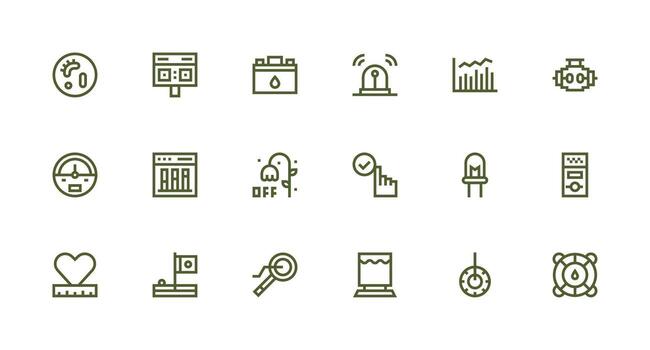 18 Strong Stroke Line Icons for Indicator Graphics Pixel Perfect Icon Set vector