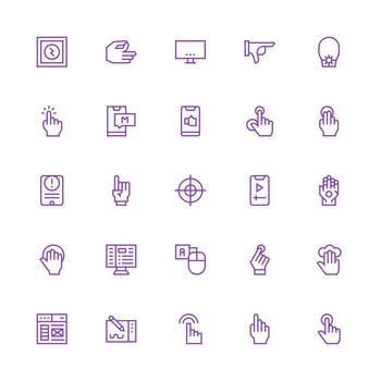 ui presentando 25 íconos en medio carrera contorno diseño icono colección conjunto vector