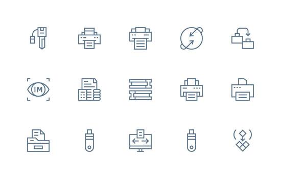 regular línea estilo Copiar íconos con 15 vectores inteligente icono colección