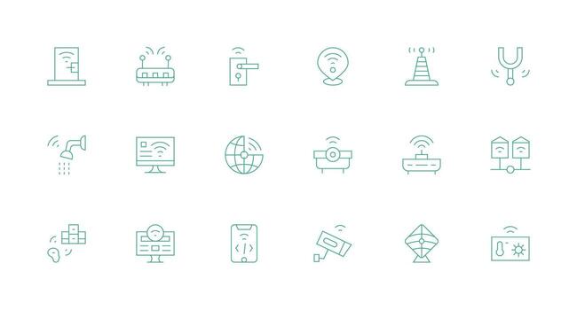 Wifi Set with 18 Minimal Line Icons Interface Icons for Daily Use vector