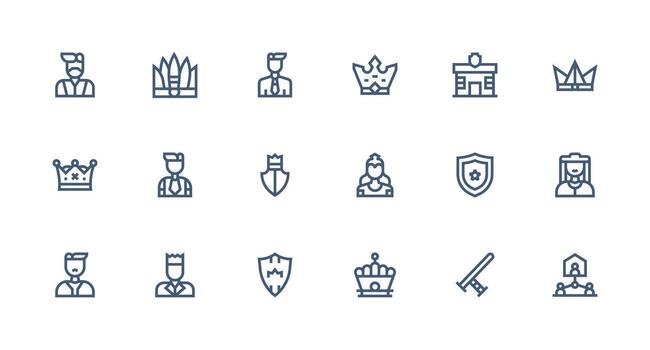 fuerte carrera línea estilo autoridad íconos con 18 vectores ui icono conjunto