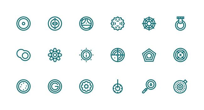 18 Strong Stroke Line Icons for Concentric Graphics Neutral Style Icons for Any Project vector