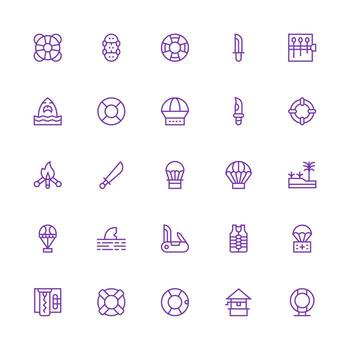 Survival featuring 25 Icons in Medium Stroke Outline Design Simple Icons for Interface and Wireframes vector