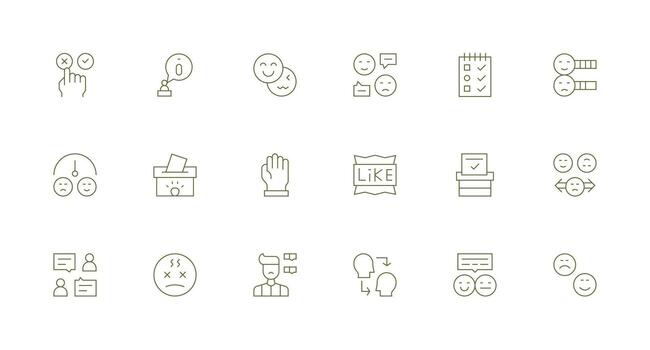 Poll Design Icons featuring 18 in Minimal Line Style Layout Icon Collection vector