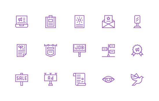 15 regular línea estilo íconos desde darse cuenta colección todas dispositivo compatible icono conjunto vector